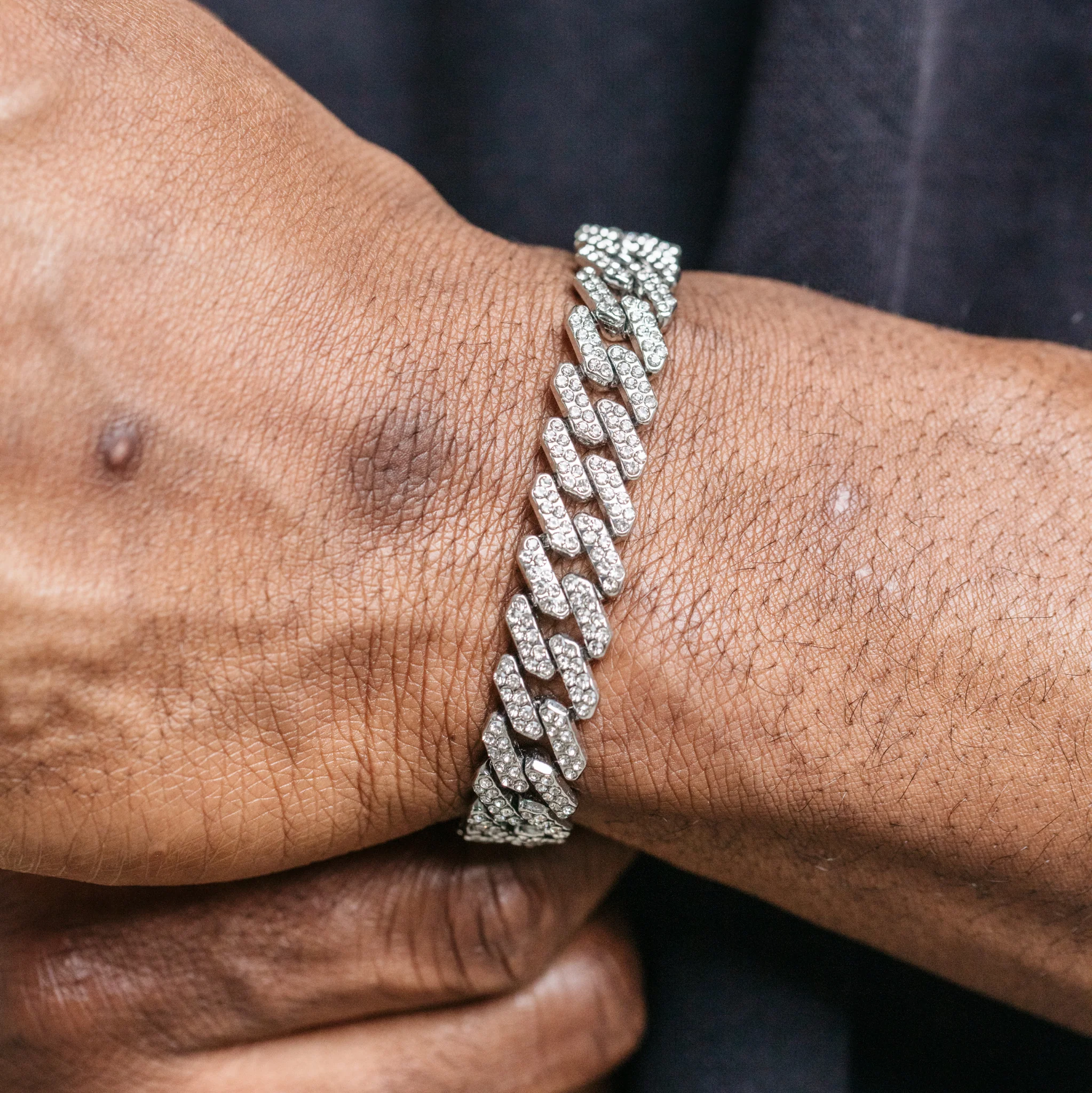 12mm Diamond Prong Link Bracelet - Silver (S) - Image 2