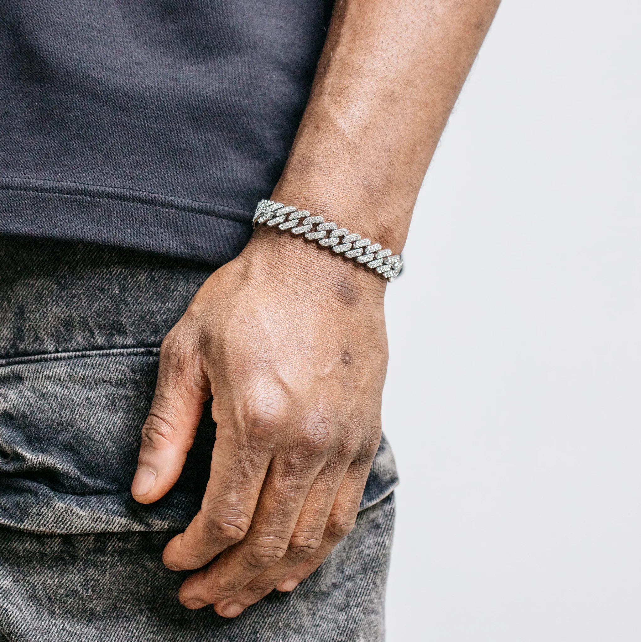 12mm Diamond Prong Link Bracelet - Silver (S) - Image 3