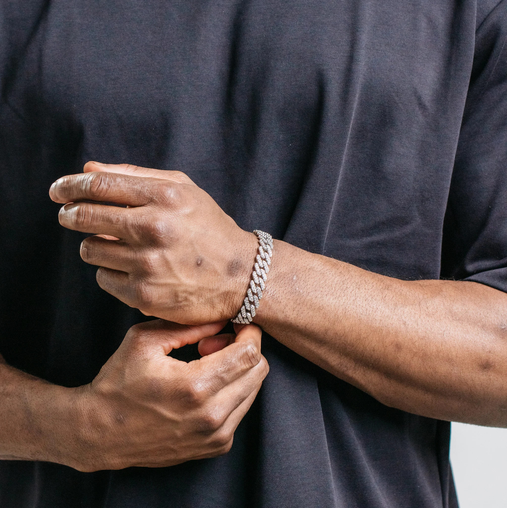 12mm Diamond Prong Link Bracelet - Silver (S) - Image 4