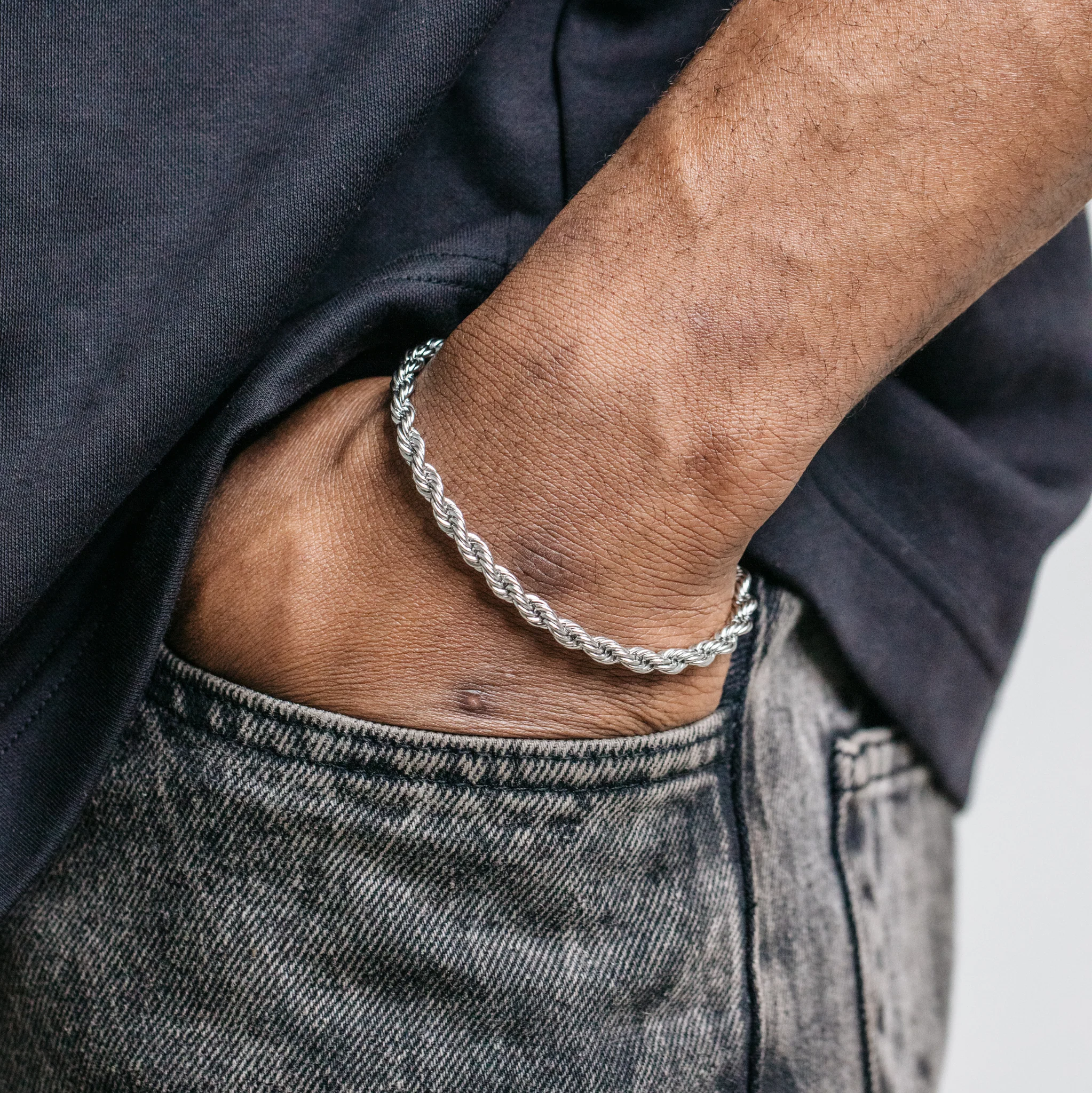 5mm Rope Bracelet - Silver (S) - Image 6